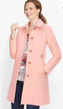 Talbots Italian Wool Lady Coat Jacket Peach Pink Classic Elegant Women's 12